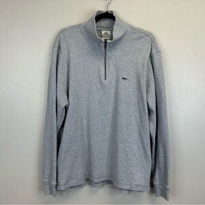Lacoste Mens XXL/7 Gray Quarter Zip Cotton Sweatshirt Pockets Preppy Blokecore
